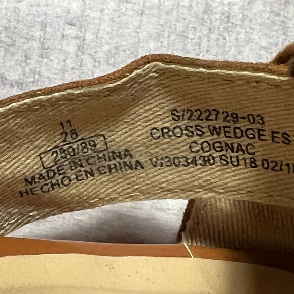 Old Navy Womens Cognac Cross Strap Wedge Sandals Size 11 Espadrille Heel - Picture 2 of 15